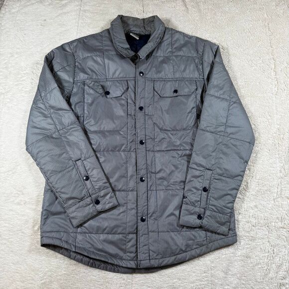 Mens Nike 6.0 White With Blue Pin Stripes Thin Puffer Full Snap Up Jacket - Picture 1 of 5